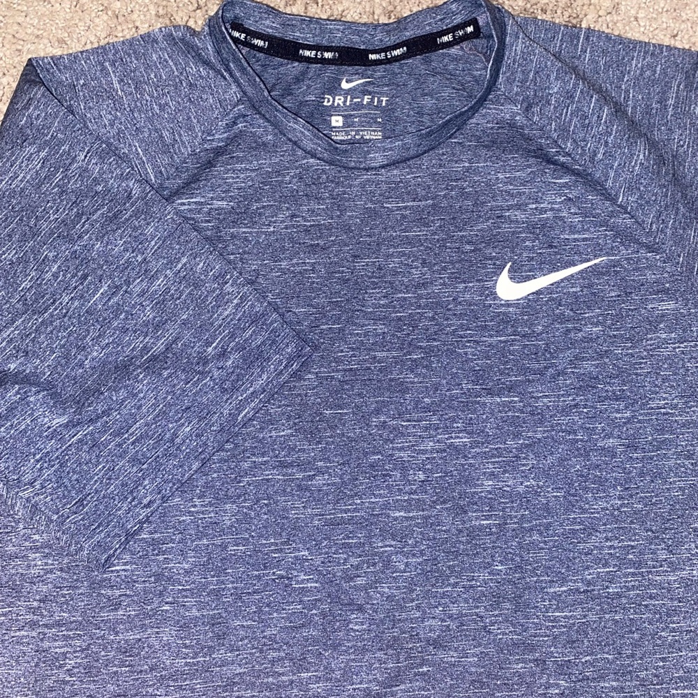 Nike Swim Dri Fit Mens Size Medium Activewear Blue Beach Summer Spring Shirt